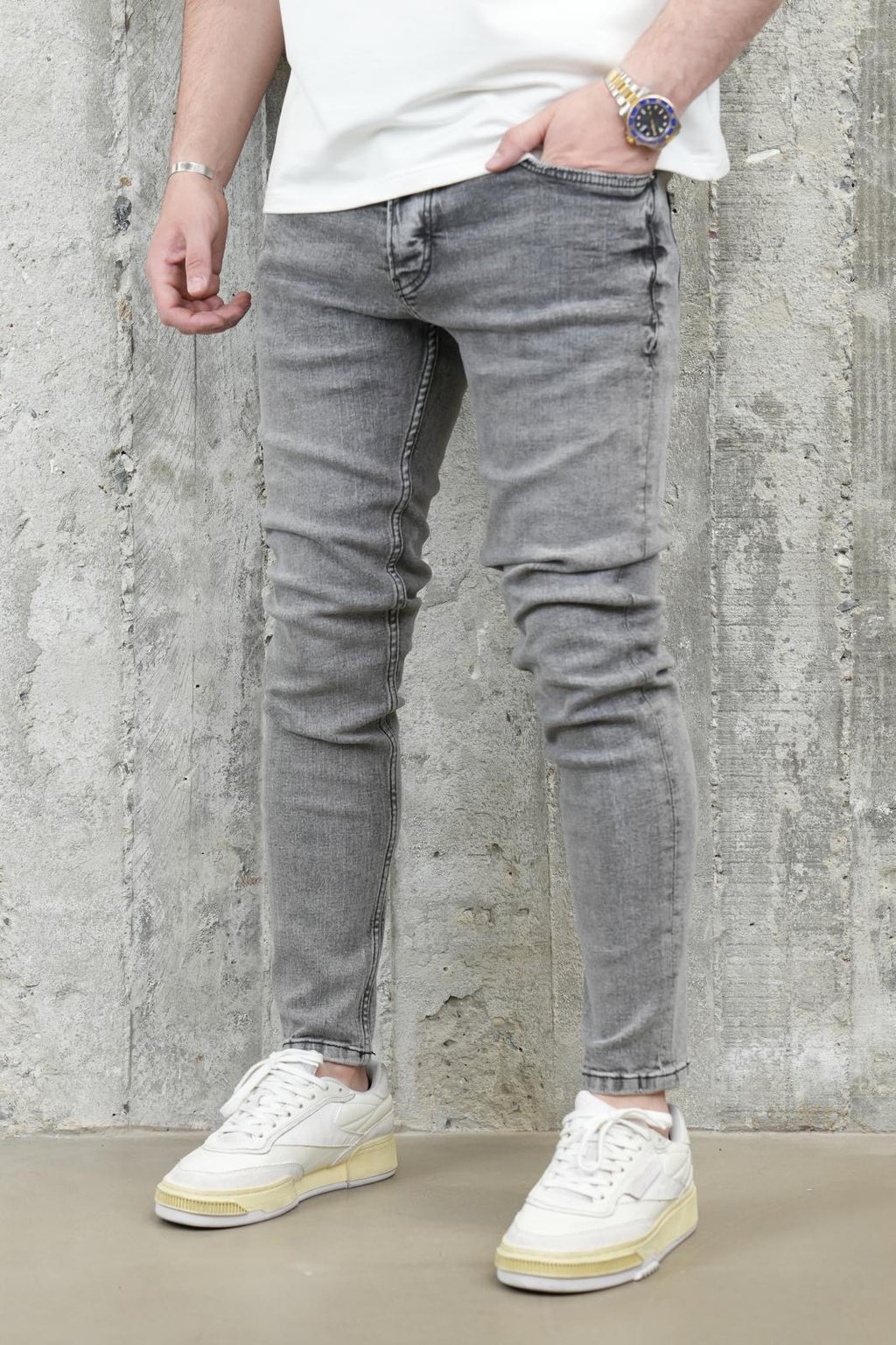 Светло сиви Skinny Fit фармерки