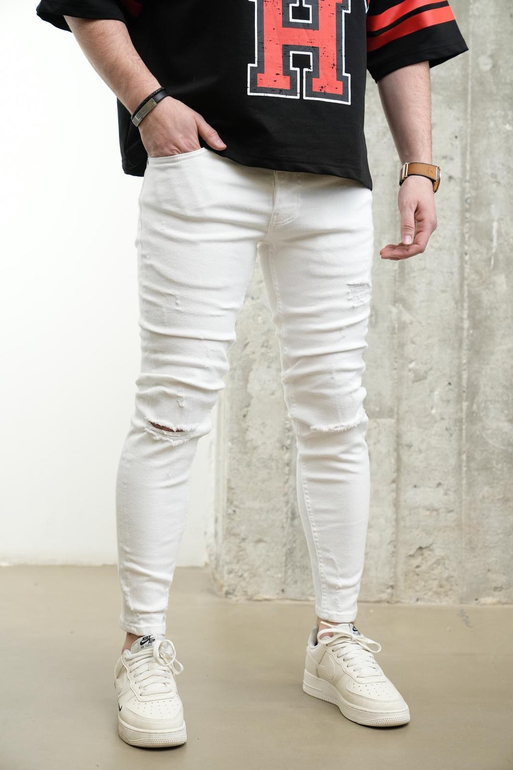 Бели Skinny Fit фармерки
